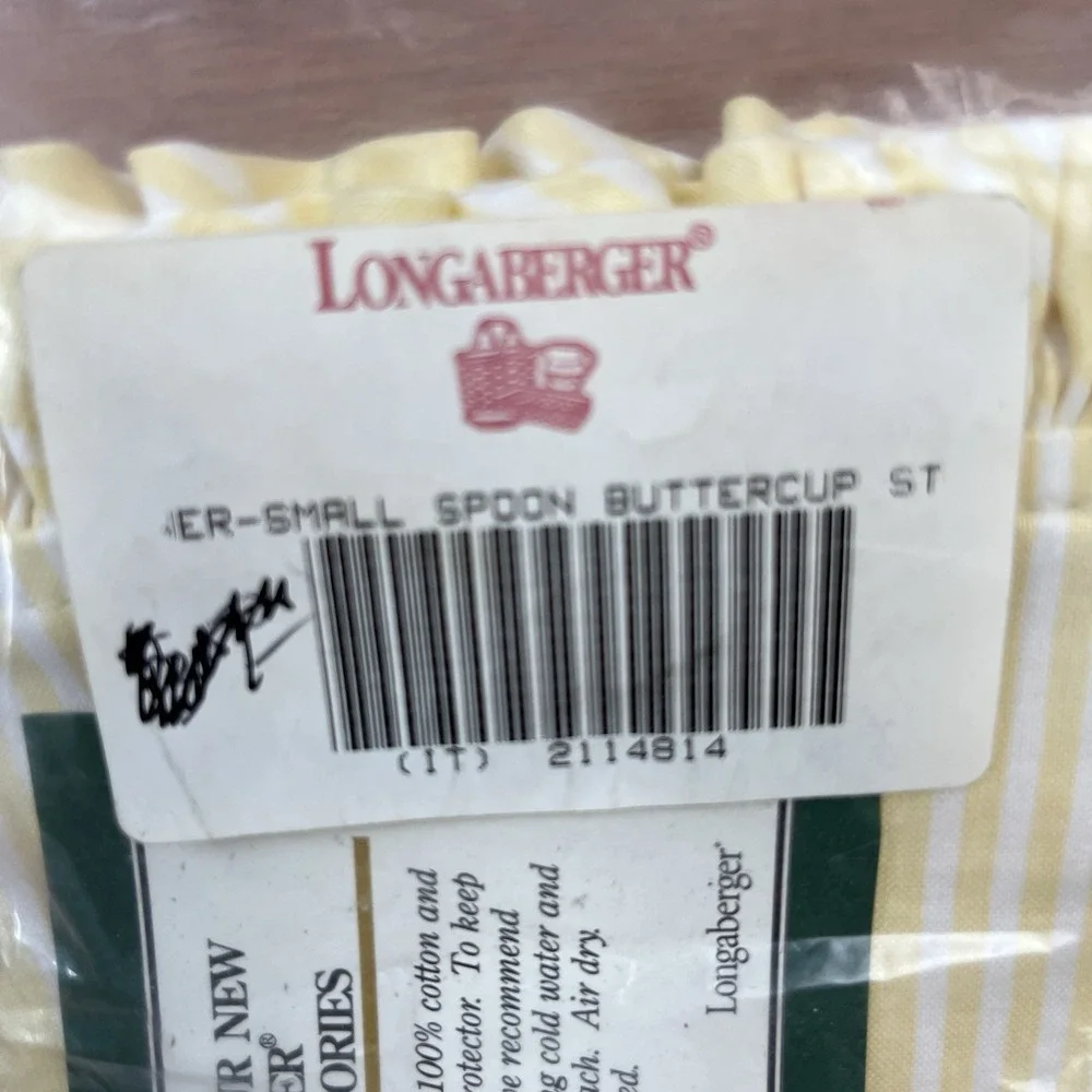 Longaberger‎ Basket Fabric Liner For Small Spoon Basket Buttercup Yellow Stripe